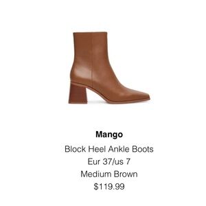 Mango Block Heel Ankle Boots-size 37, never worn!